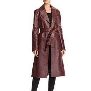 Theory Nappa Leather Trench Coat in Brown 